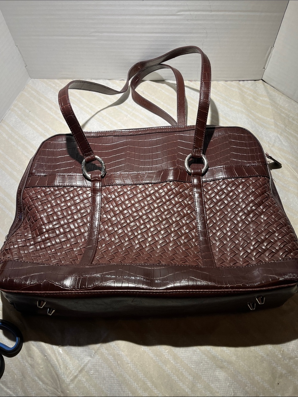 Coldwater Creek Brown Woven Laptop Tote Bag